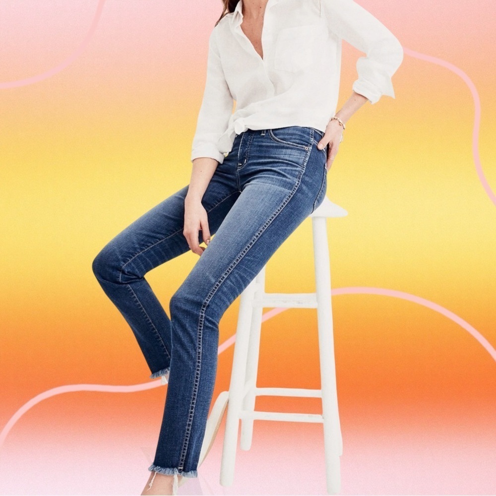 Madewell ‘Slim Straight Jeans: Raw-Hem Edition’ in “Appleton” Wash Size 24